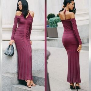 By Anthropologie Off-Shoulder Ruched Sweater Dress